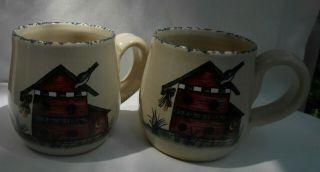 2 Home & Garden Party Birdhouse Mugs Coffee Cup Bird Stoneware