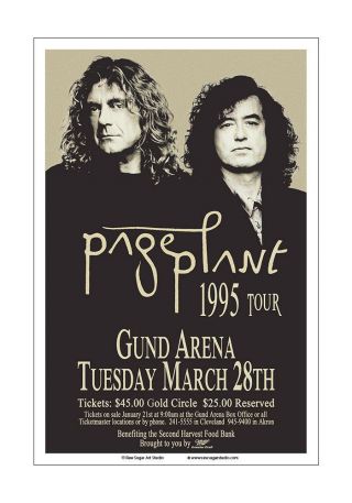 Page Plant / Led Zeppelin 1995 Cleveland Concert Poster