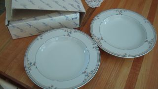 Old Stock Princess House Heritage Blossom 2 Pc Porcelain Rimmed Soup Bowls
