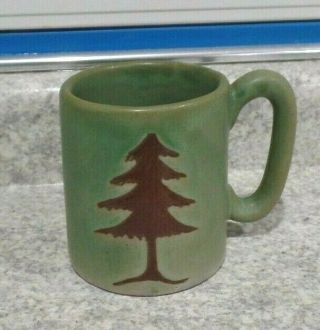 Vtg Pigeon Forge Pottery Tn Christmas Pine Tree Coffee Cup Mug Green Glaze Ec