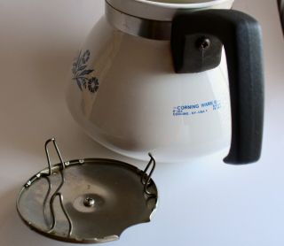 CorningWare 6 cup Vintage Blue Cornflower Stove Top Tea Kettle & Lid Great Cond 4
