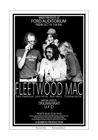 Fleetwood Mac 1974 Detroit Concert Poster