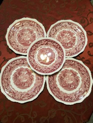 5 Mason Vista England Pink Banquet Or Dinner Plates,  Dinner Plates,  Salad Plate