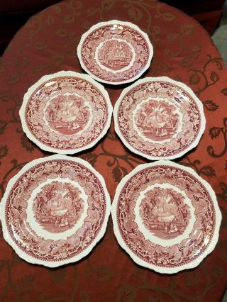 5 Mason Vista England Pink Banquet or dinner plates,  dinner plates,  salad plate 2