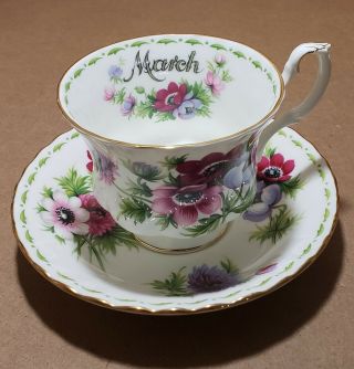 Royal Albert Bone China Flower Of The Month March Rose Cup Saucer