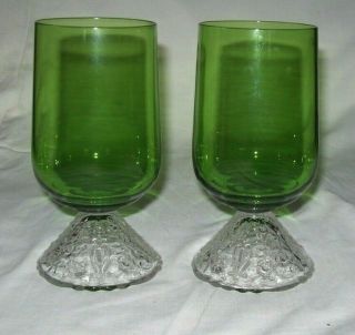 Elegant Set Of 2 Cambridge Rose Point Apple Green Water Goblets - Exc