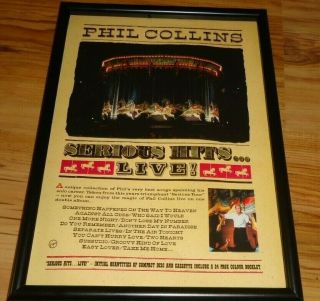 Phil Collins Serious Hits Live - Framed Press Release Promo Poster
