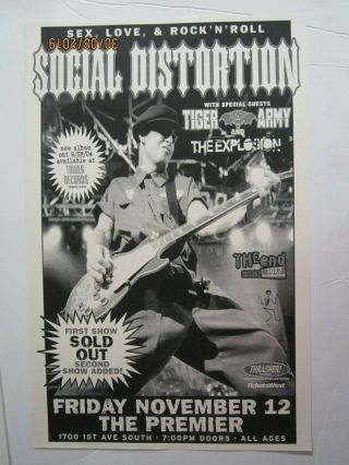 Social Distortion 2005 Seattle Concert Tour Poster Mike Ness Guitar Tiger Army