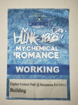 2011 Blink - 182 My Chemical Romance Tour Fabric Backstage Pass