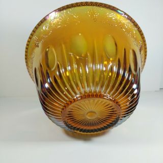 Vintage Indiana Grape Harvest Iridescent Marigold Carnival Glass Punch Bowl 3