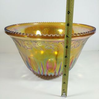 Vintage Indiana Grape Harvest Iridescent Marigold Carnival Glass Punch Bowl 5