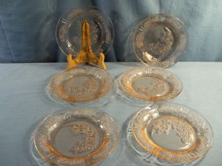 6 Federal Pink Depression Glass Cabbage Rose Sharon Bread & Butter Plates