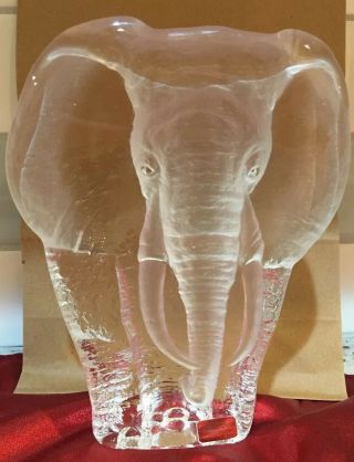 ELEPHANT ART GLASS CRYSTAL SCULPTURE SIGNED BY MATS JONASSON - SWEDEN 8 