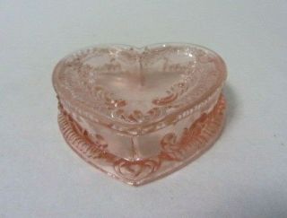 Degenhart Art Glass Rose Light Pink Heart Trinket Dish Box D In Heart