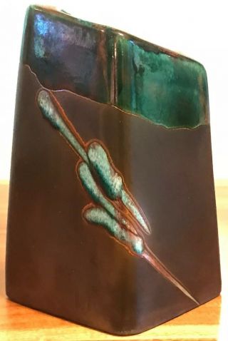 Gorgeous Abstract Tony Evans Raku Angular Vase Vessel Signed & Numbered 9” Tall