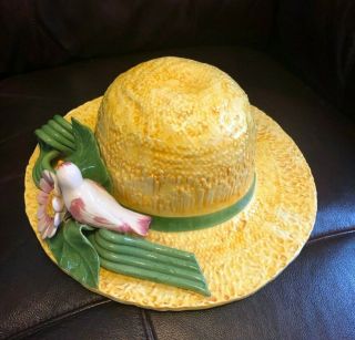 Seymour Mann Hand Crafted Ceramic Yellow Hat with Bird Made in Italy 3