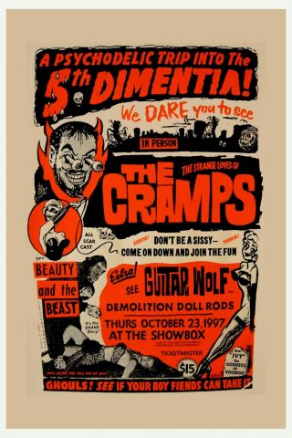 Punk: The Cramps At The Showbox Concert Poster 1997 12x18