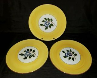 Set Of 3 Vintage Stangl Pottery Blueberry Pattern 9 1/4 " Dinner Plates