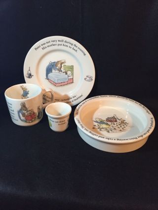 Wedgwood Peter Rabbit 4 Piece - Child Mug,  Porringer Bowl,  Small Plate,  Egg Cup