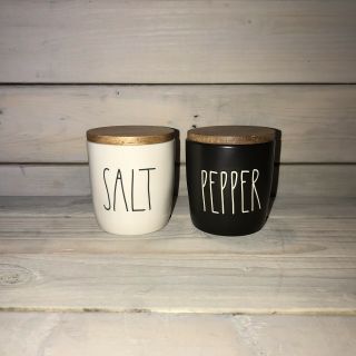 Rae Dunn Salt & Pepper Ceramic Spice Cellars - Black & White Nwt