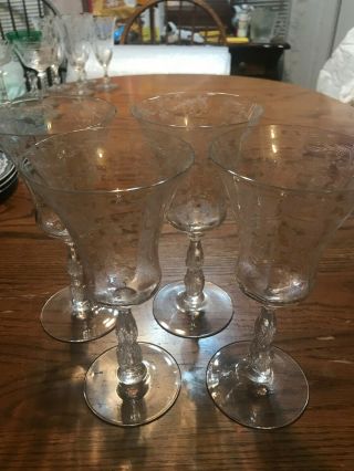 Cambridge Chantilly Tall Water Glasses.  Set Of 4 - 8 Inches Tall