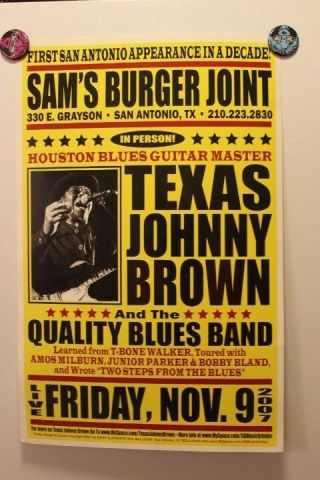 Texas Johnny Brown San Antonio Texas (2007) Concert Poster Blues Houston Duke