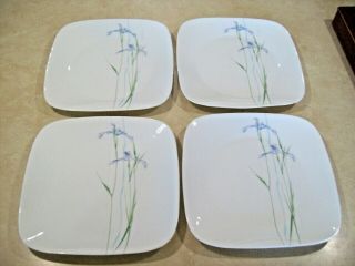 Corning Ware Corelle Shadow Iris Square 10 1/2 " Dinner Plates Set Of 4