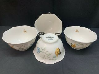 Lenox " Butterfly Meadow " Set Of 4 Soup / Cereal Bowls 5 1/2 "