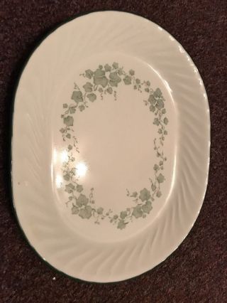 Corelle Corning Callaway Oval Serving Platter 12 - 1/4 " By 10 " Green Ivy Ex