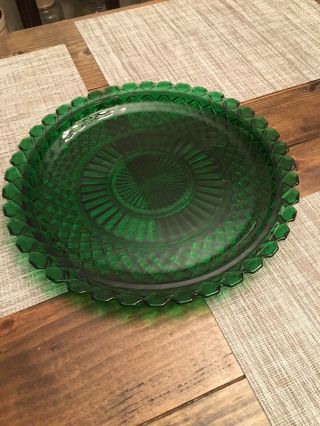 Vintage Anchor Hocking Waterford Waffle Forest Green Sandwich Plate