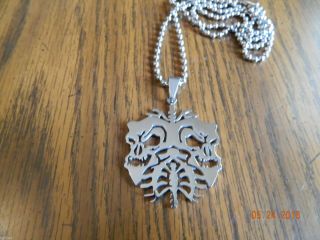 Icp Twiztid Skull Lungs Polished Stainless Steel Pendant W/30 Inch Ball Chain