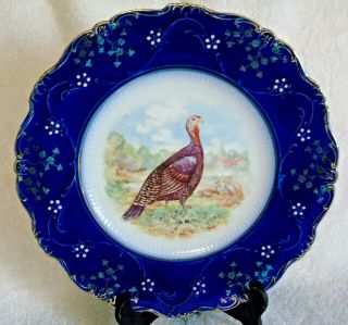 W P La Belle China Turkey Plate Flow Blue Antique Dinner Plate 10 