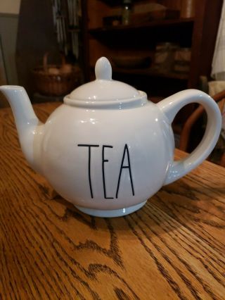 Rae Dunn “tea” Teapot Ceramic With Lid Farmhouse Htf