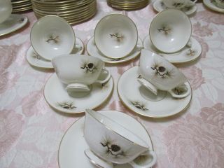 6 Vtg Lenox Pine Cups & Saucers (12 Avail) Pinecones & Branches Gold Trim 2