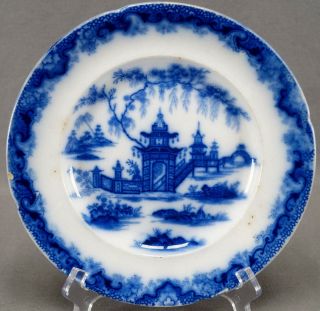 Dillwyn Whampoa Pattern Flow Blue Transferware Dinner Plate Circa 1836 - 1850