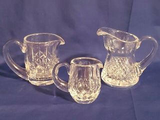 (3) Waterford Crystal Creamer/pitchers – (1) Lismore (1) Alana (1) Giftware - Exc