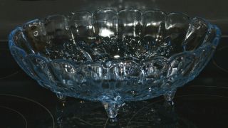 Vintage Indiana Glass Blue Harvest Grape Oval Footed Fruit Bowl