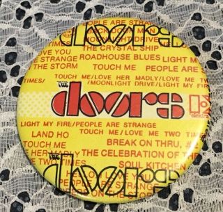 Vintage The Doors Pin Button Yellow