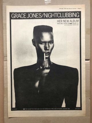 Grace Jones Nightclubbing Poster Sized Music Press Advert From 1981 - P