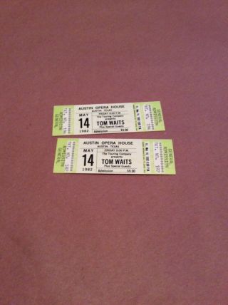 Tom Waits Rare 1982 Ticket Stubs Austin Opera House