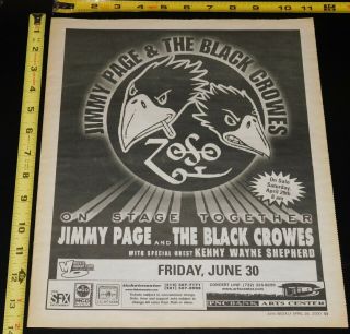 Jimmy Page The Black Crowes 2000 Full Page Concert Ad Pnc Center Nj Mini Poster