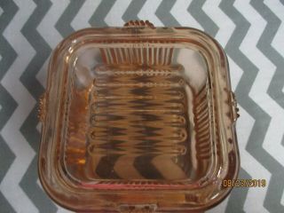 2 Pink depression glass refrigerator dishes with lids 3