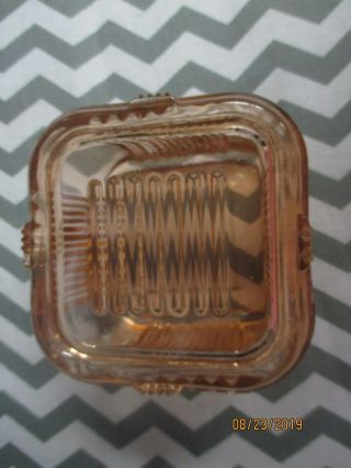 2 Pink depression glass refrigerator dishes with lids 5