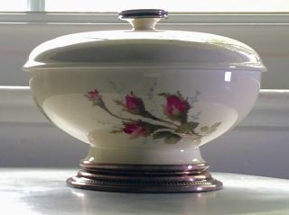 Perfect Vintage Rosenthal Moss Rose Selb Germany Sterling Base Bowl With Lid
