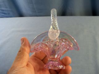 Fenton Pink Carnival Glass Mini Miniature Basket 2