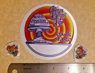 Allman Brothers Band Concert Tour Otto Backstage Pass With 2 Guitar Picks (q1)