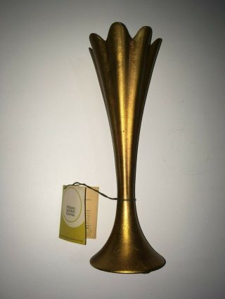 Vintage Freeman Mcfarlin Potteries Gold Leaf Design Vase