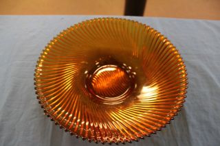 Vintage Amber Swirl Glass Serving Bowl Marked France Large 11 1/4 " Wide