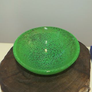 Kosta Boda Glass Bowl 8 1/2 " Diameter By 3 " Tall Green Spatter
