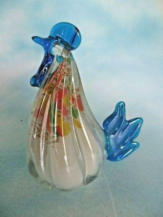 Murano Style Art Glass Hand Made Rooster Chicken Figurine Statue 7 " Tall